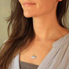 Load image into Gallery viewer, Sterling Silver 18 Inch Bear Charm Necklace with Bronze Moon