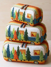 Load image into Gallery viewer, Quilted Makeup Organizer Bag Set