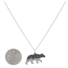Load image into Gallery viewer, Sterling Silver 18 Inch Bear Charm Necklace with Bronze Moon