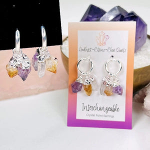 Triple Stone Point Earrings Interchangable Crystal Earrings