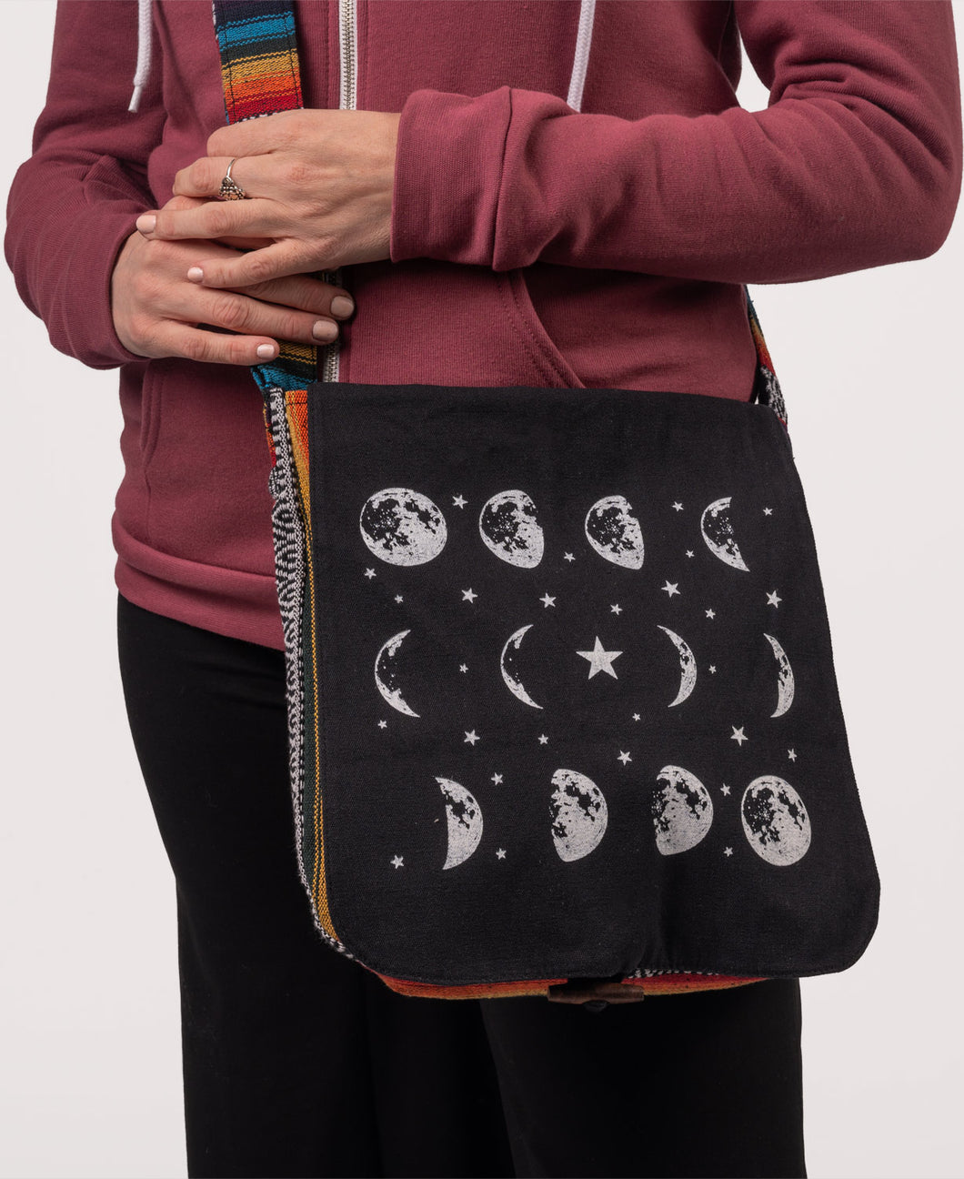 It's Just A Phase Moon Messenger Bag - Black