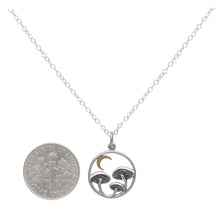 Load image into Gallery viewer, Sterling Silver 18 Inch Mushroom Necklace with Bronze Moon