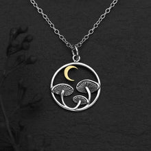 Load image into Gallery viewer, Sterling Silver 18 Inch Mushroom Necklace with Bronze Moon