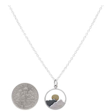 Load image into Gallery viewer, Sterling Silver 18 Inch Mountain Necklace with Bronze Sun