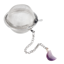 Load image into Gallery viewer, Moon Amethyst Crystal Gemstone 2-Inch Tea Ball Infuser